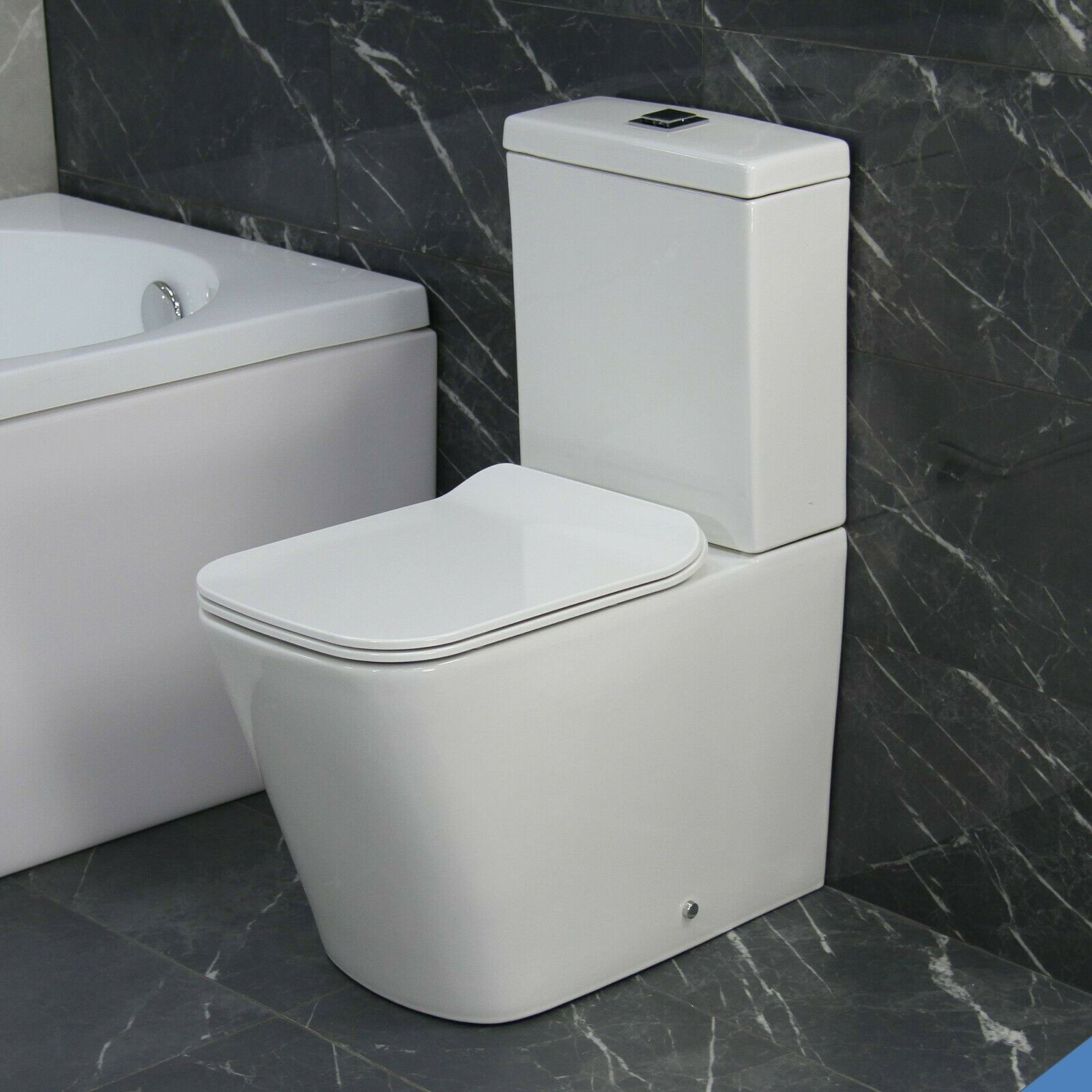Toilet WC Close Coupled Soft Close Seat Rimless