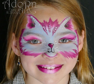 Pretty kitty face paint mask design by adornfaceart