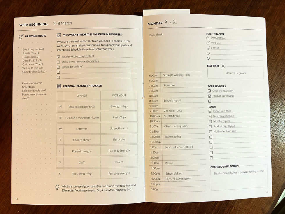 This is the example page in the front of the planner