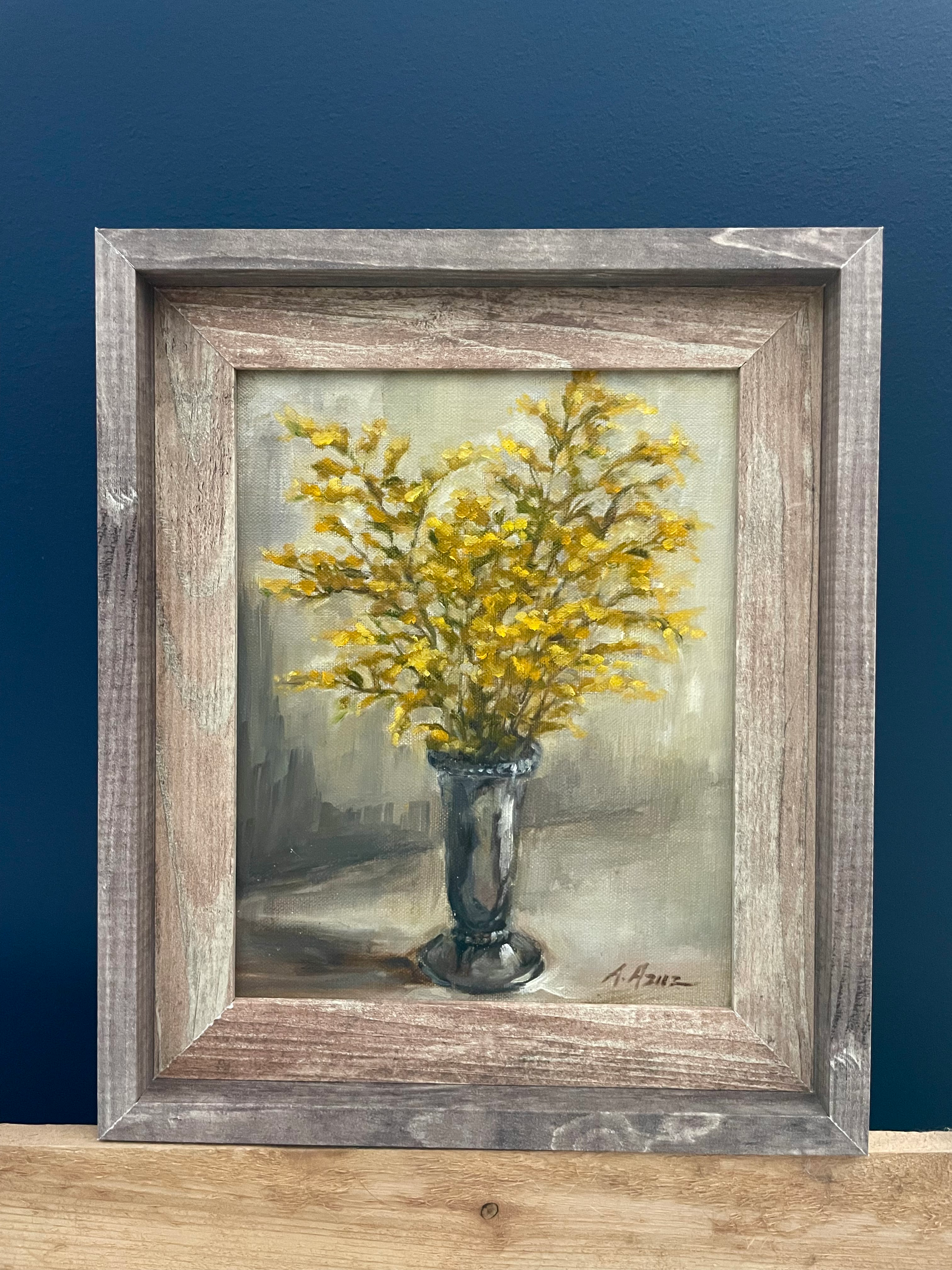 "Goldenrod & Silver Vase" (framed)
