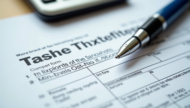 Eye-level view of a UK tax form with a pen resting on it