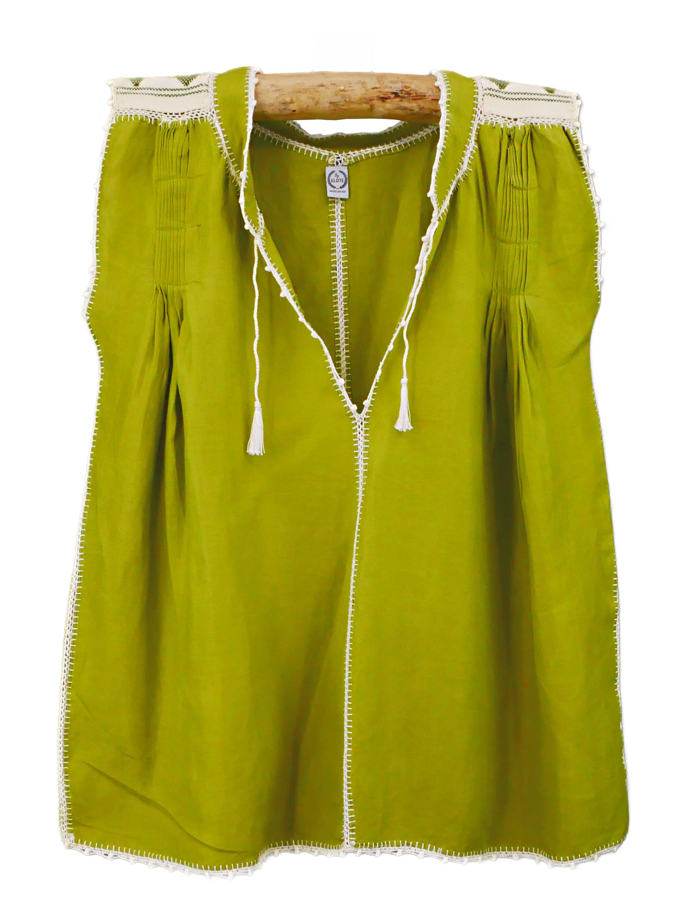 Blouse Sirena Sans Manches Lin – Vert Olive & Écru