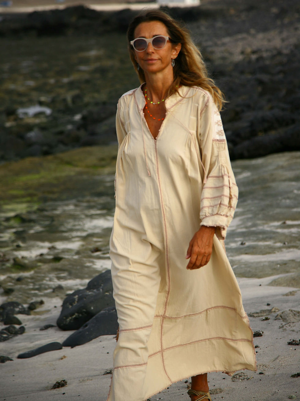 Miniature : Robe Sirena Coton - Sable & Écru