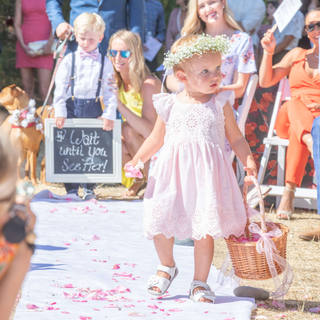 Flower girl scattering flowers on white virgin road Wedding Ceremony Photos Los Angeles Wedding Photographer GoShiggyGo Shiggy