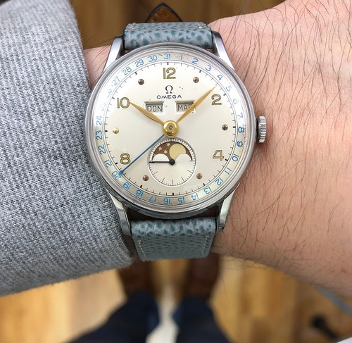 1947 OMEGA COSMIC MOONPHASE TRIPLE CALENDAR Omega Enthusiast 1947 OMEGA COSMIC MOONPHASE TRIPLE CALENDAR Omega Enthusiast
