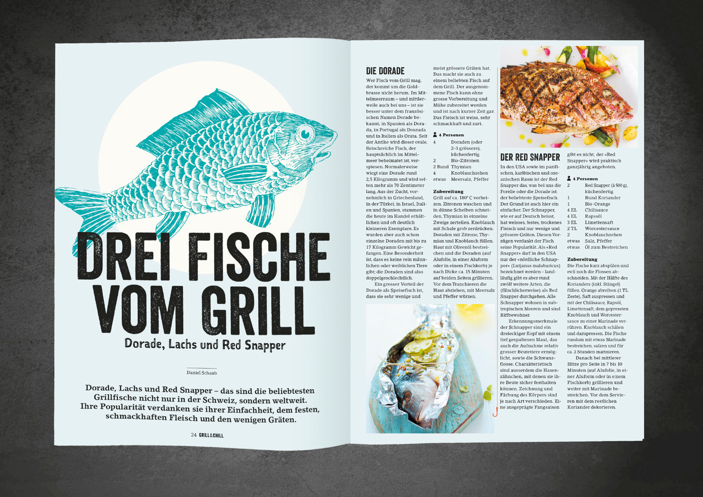 Gestaltungskonzept für das Magazin «GRILL&CHILL», Editorial Design, Grafik Basel
