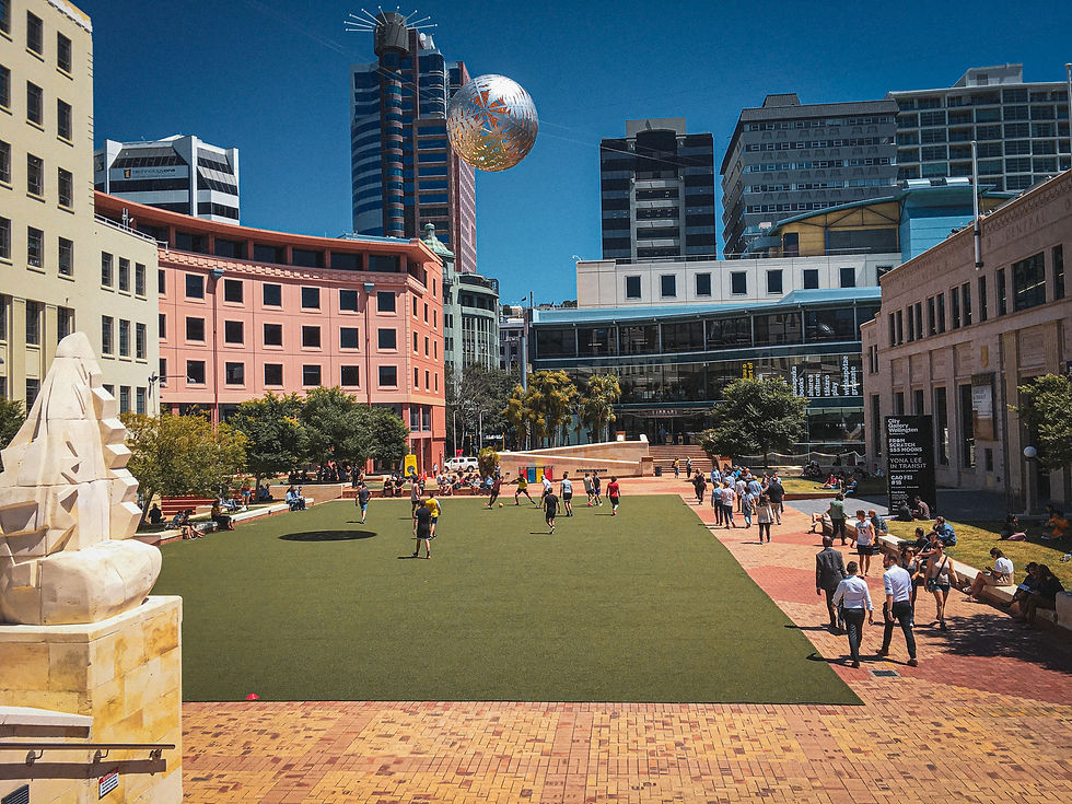 Wellington’s creative energy – harbor skyline, strong winds and city culture of New Zealand’s capital.