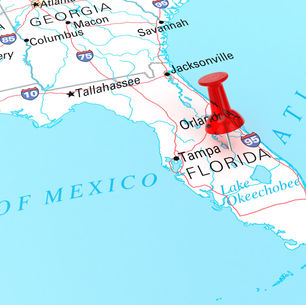 mapa con un pin señalando la florida