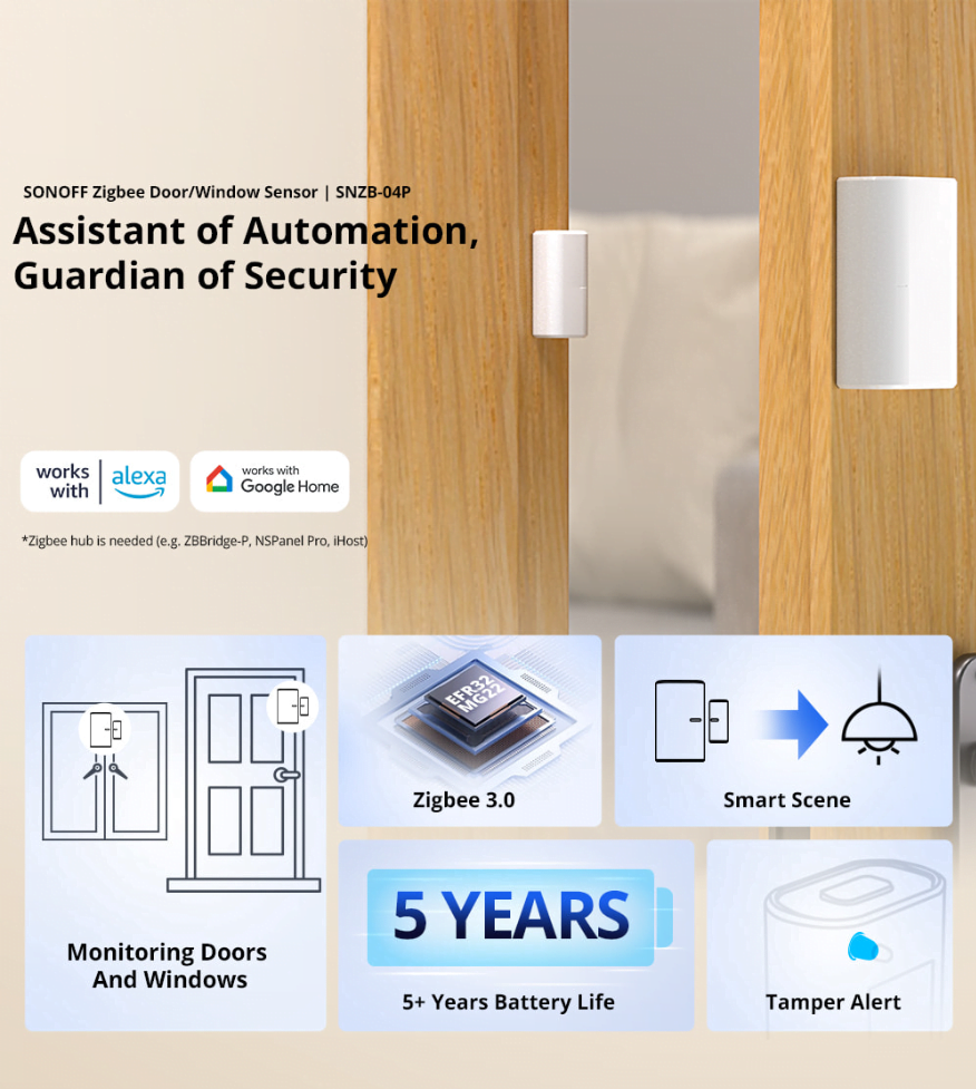 Thumbnail: SONOFF Zigbee Door Window Sensor SNZB-04P (Battery included)