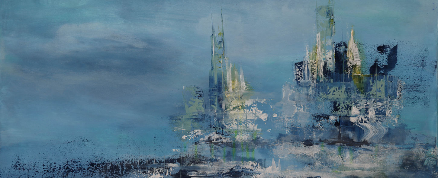 Urbane Landschaftsmalerei, Titel: Eispalast, Acryl auf Keilrahmen