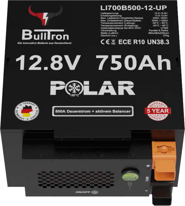 Batterie Untersitz Polar 750 Ah inkl. Smart BMS mit 500A Dauerstrom & BT/WiFi