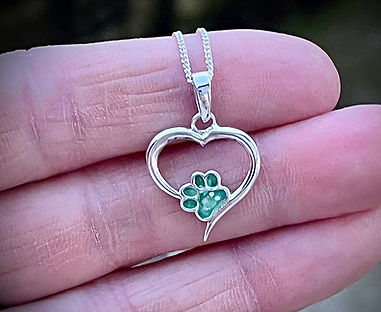 heart paw silver pendant