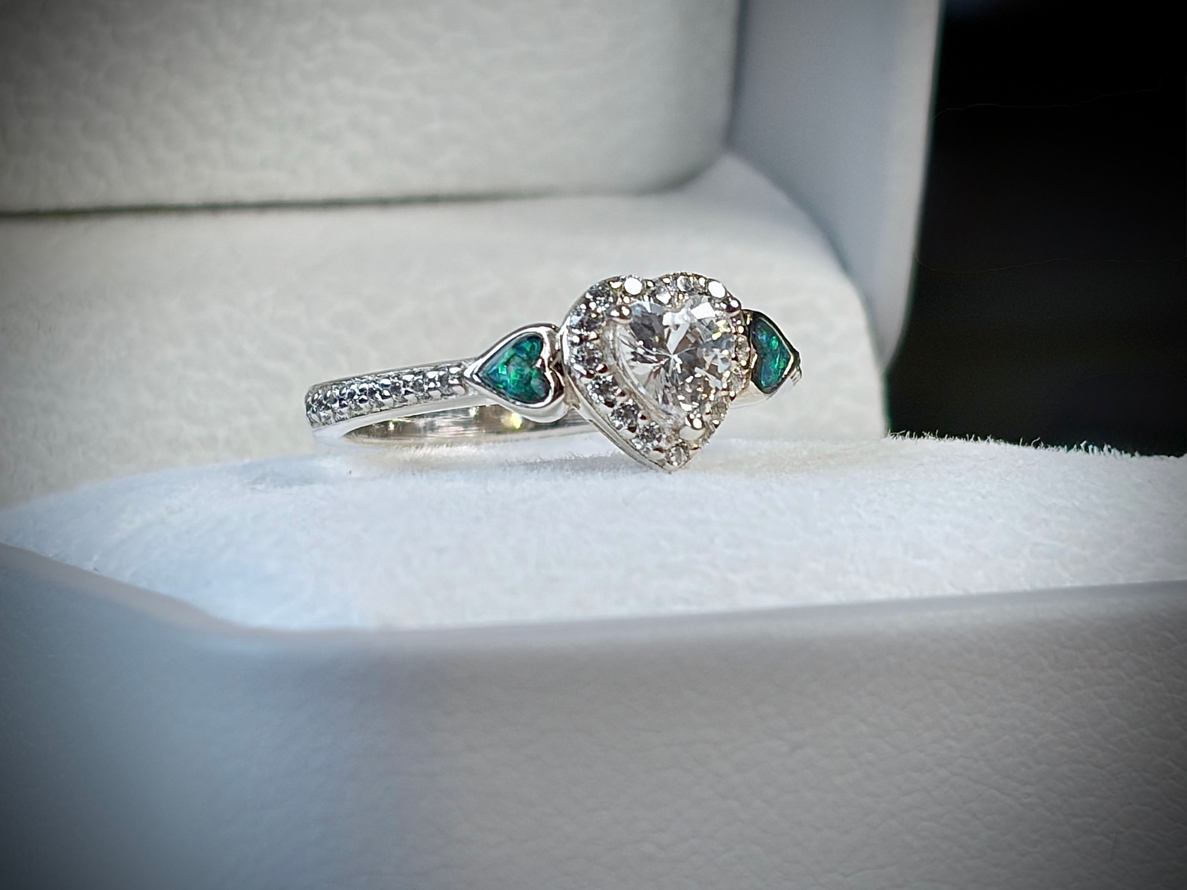 Triple Heart Cubic Zirconia Memorial Keepsake Ring