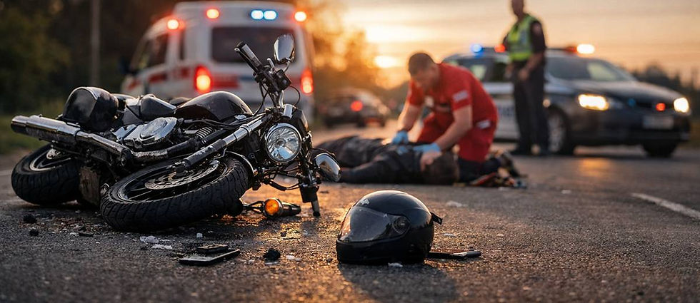 scene after a significant motorcycle crash