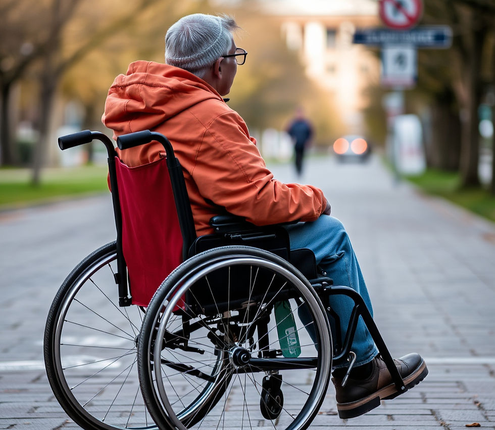 Spinal cord injury victim in wheelchair
