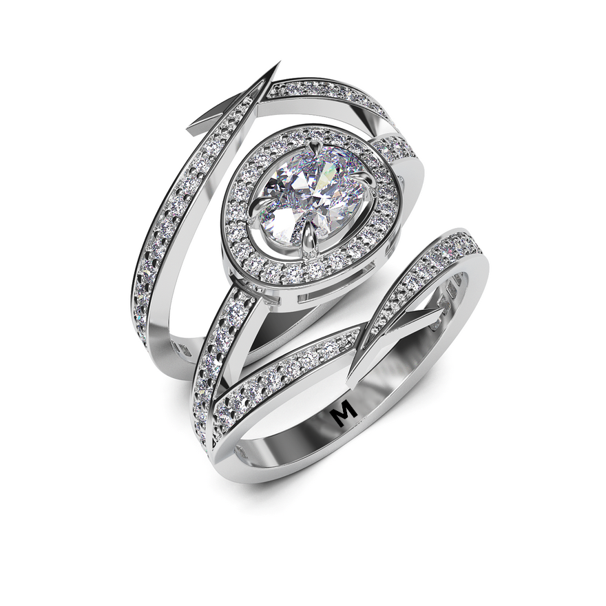 Spiral diamond ring
