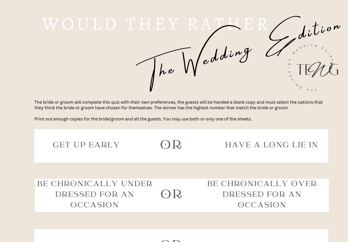 Printable Party Games - Would They Rather