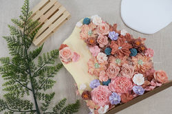 Cream clay floral mirror