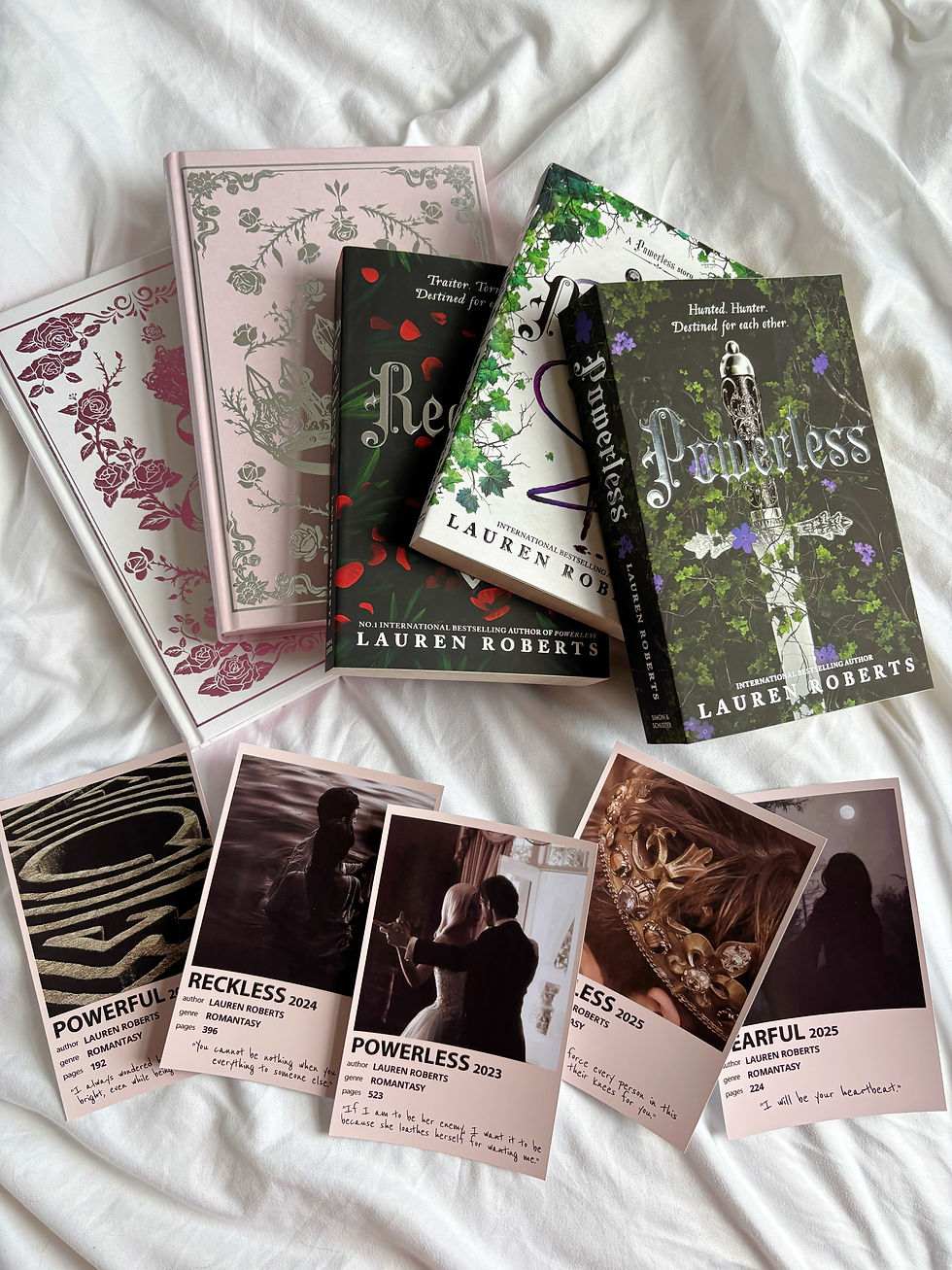 Powerless Series - Lauren Roberts Aesthetic Book Postcards / Bookmarks