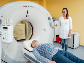 ct scan preparation patient doctor contrast exam modern diagnostic imaging clinic blue healthcare