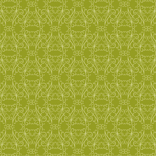 Ironwork repeating pattern swatch with scrolls and flourishes in warm green shades.