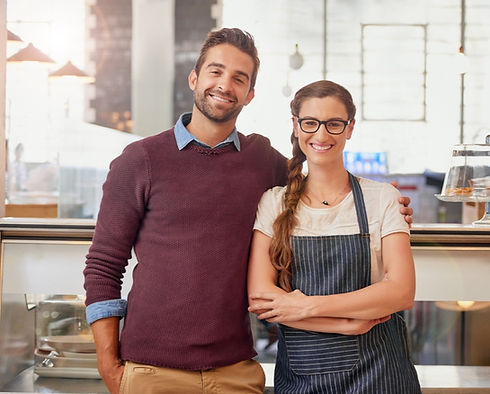 Two small business coffee shop owners