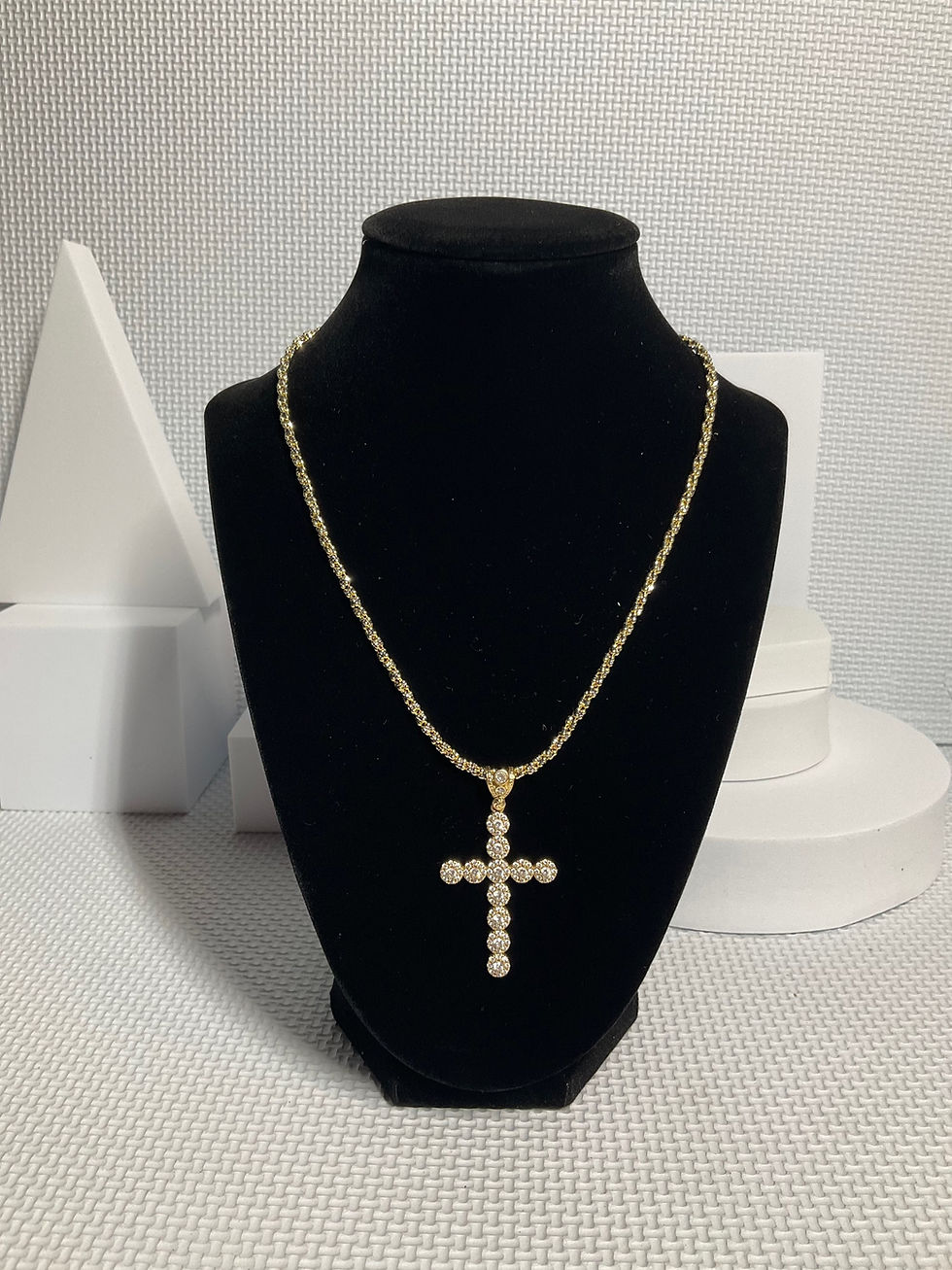 Moon Ice Chain 18" + Cross Pendant CZ