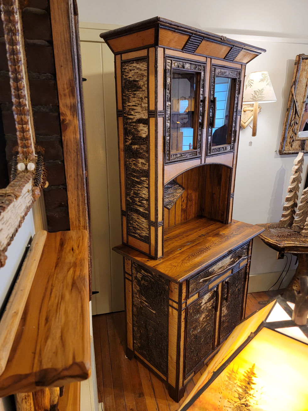 side view of Adirondack step back cupboard