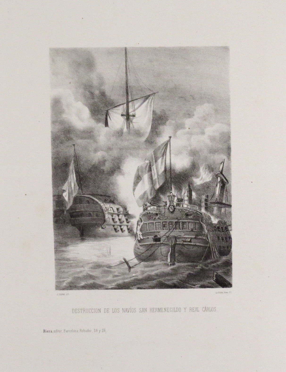 Destrucción de los navios San Hermenegildo y Real Carlos