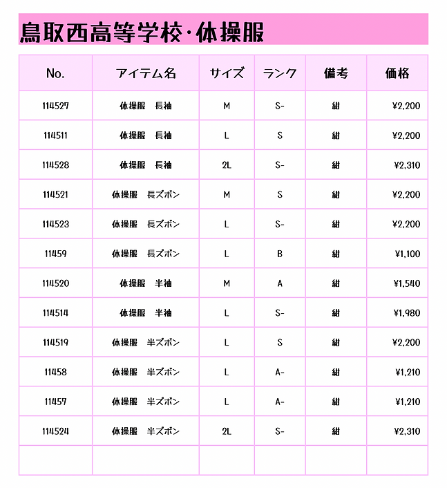 鳥取西高体操服ジャージ