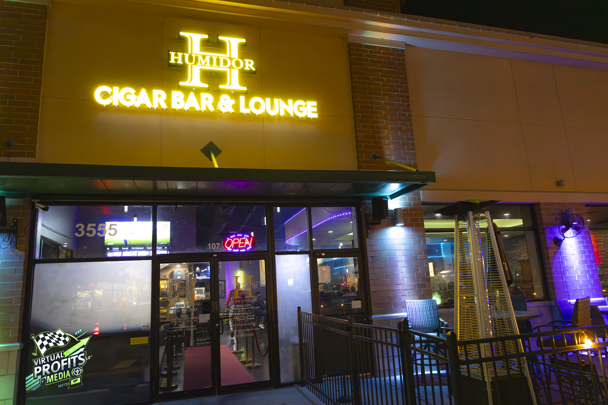Warmly lit Atlanta lounge photographed by All VP Media