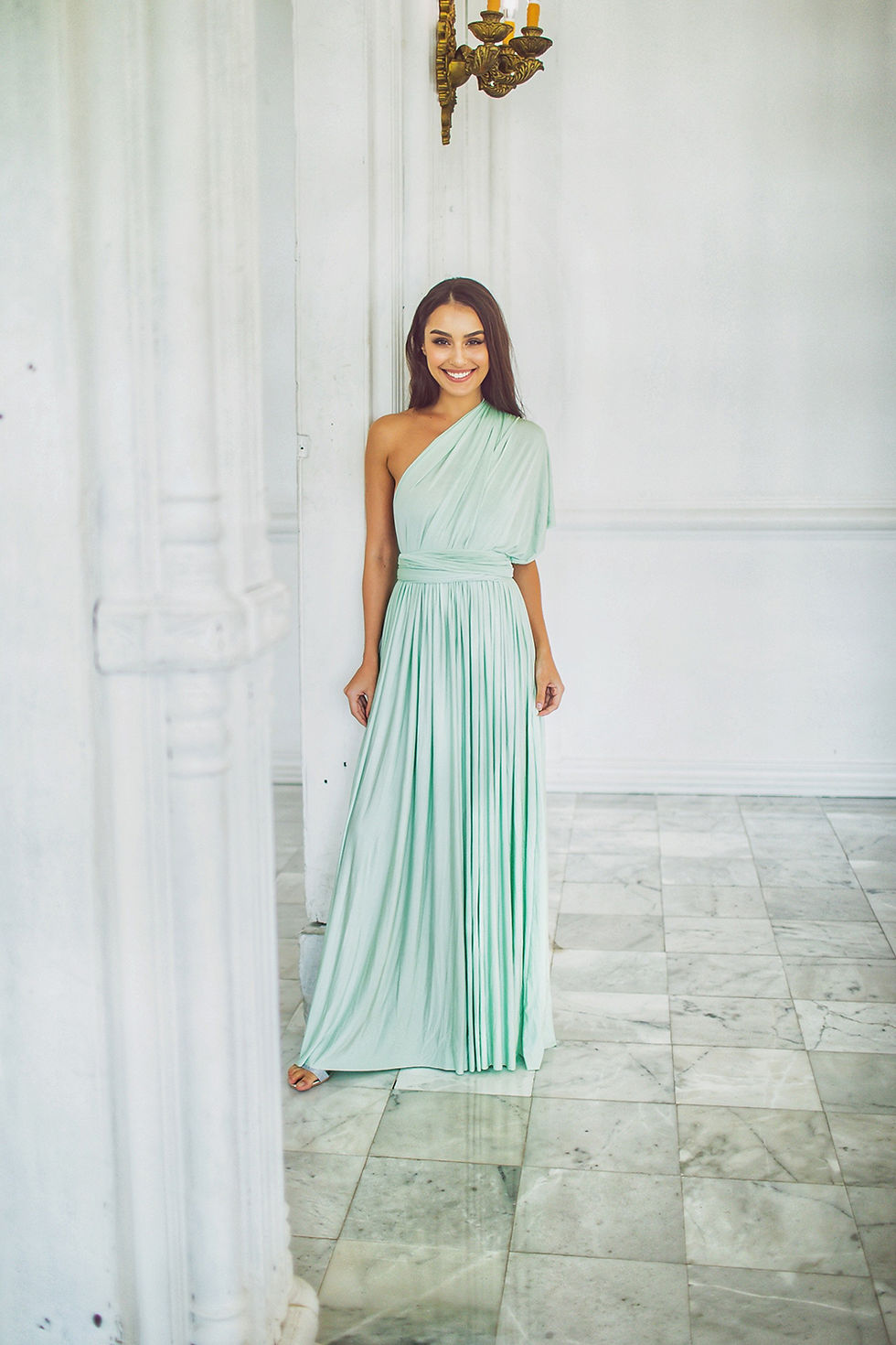 Thumbnail: Eliza & Ethen multi-wrap gown — versatile one-size dress in crease-resistant fabric, styled multiple ways for any occasion.