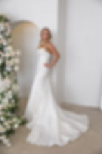 ‘nothing compares’ PF443 by Purple Fox faux raw silk gown with fitted silhouette and flared skirt