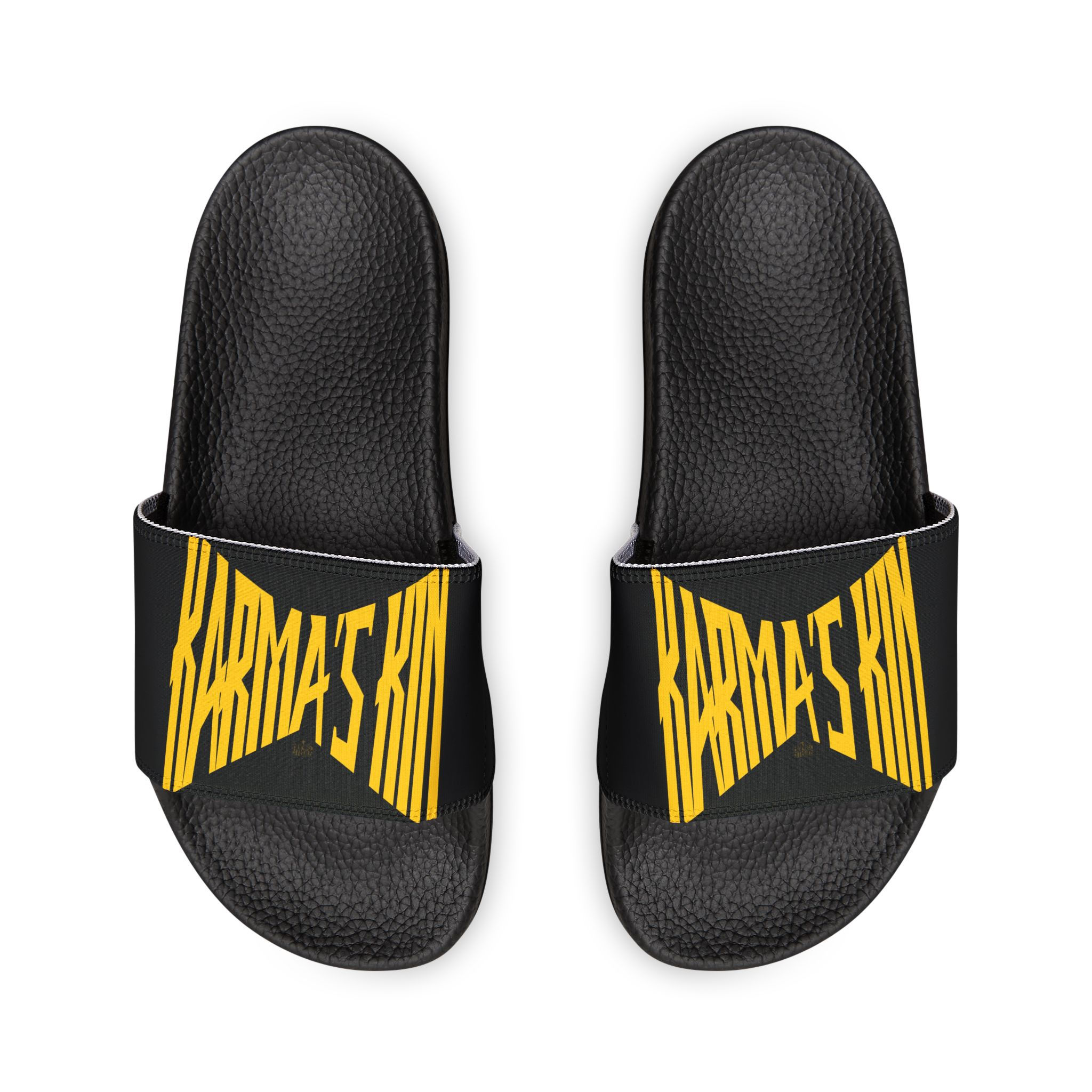 Men's Black Slide Sandals with Removable Yellow-Trim Strap