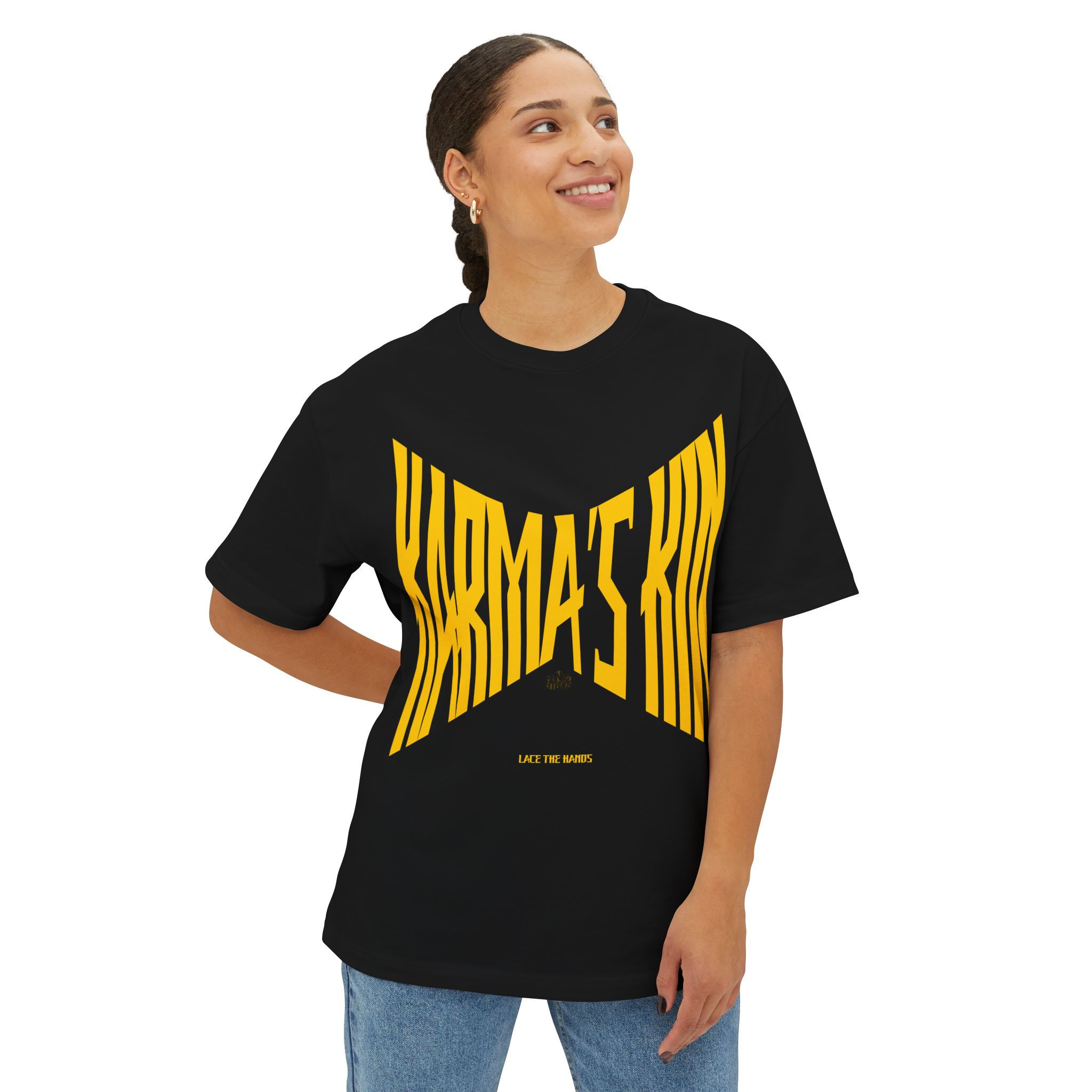 Karma's Kin Tee — Bold Yellow Graphic Boxy T-Shirt
