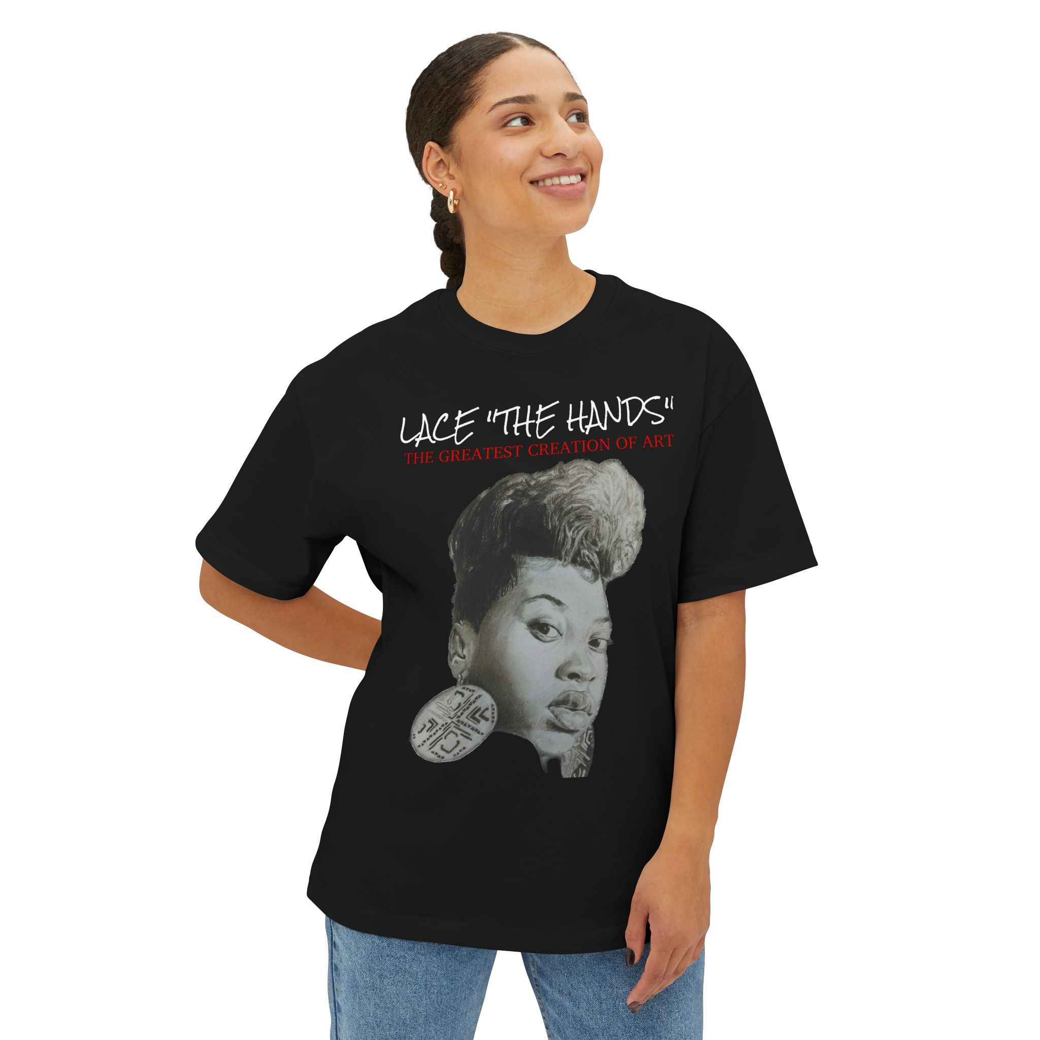 Boxy Tee — Lace "The Hands” Portrait Tee (The Queen of Slow Jamz)