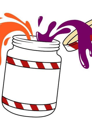 Second draft with orange and purple jam splashes