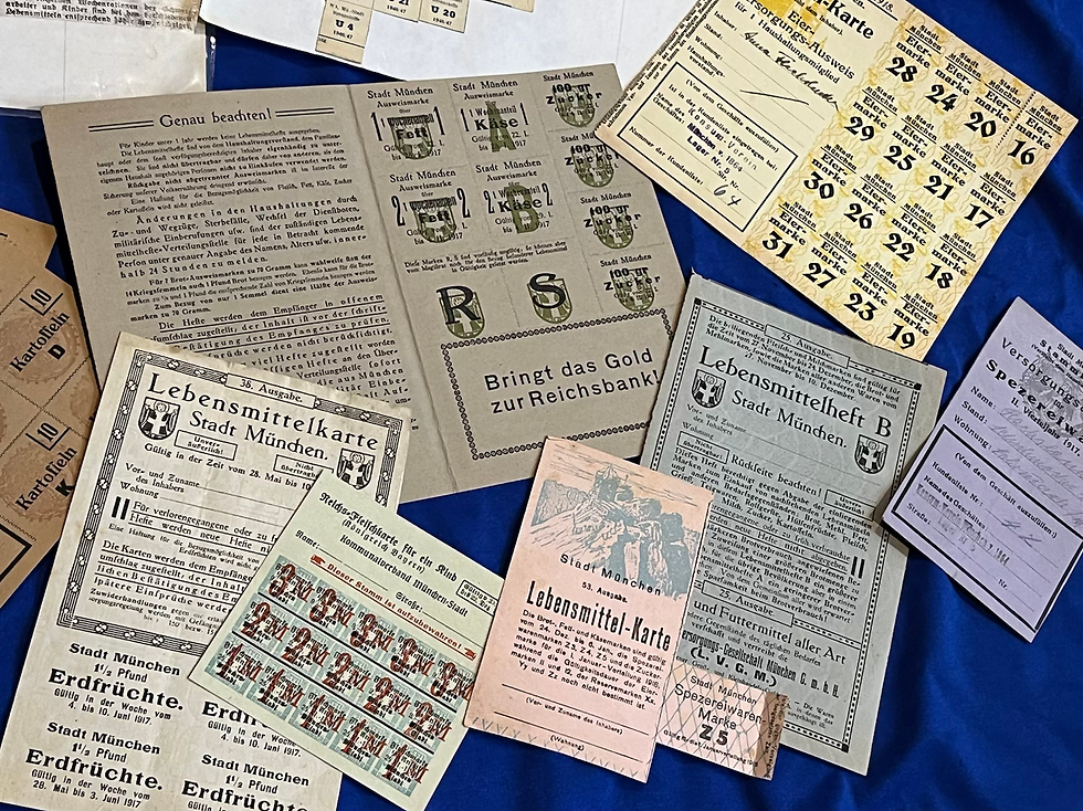 Thumbnail: Large collection of WW1 German Ration Cards and Coupons for Munich (G421)