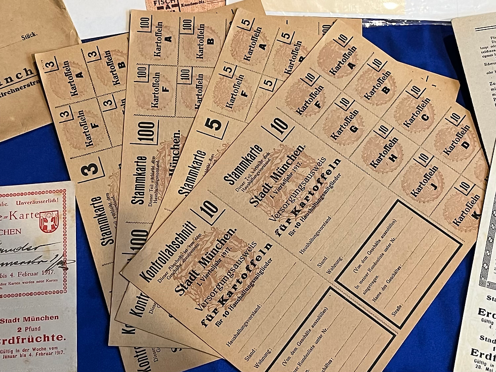Thumbnail: Large collection of WW1 German Ration Cards and Coupons for Munich (G421)