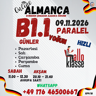 B1.1 yoğun ve hızlı Almanca kursu