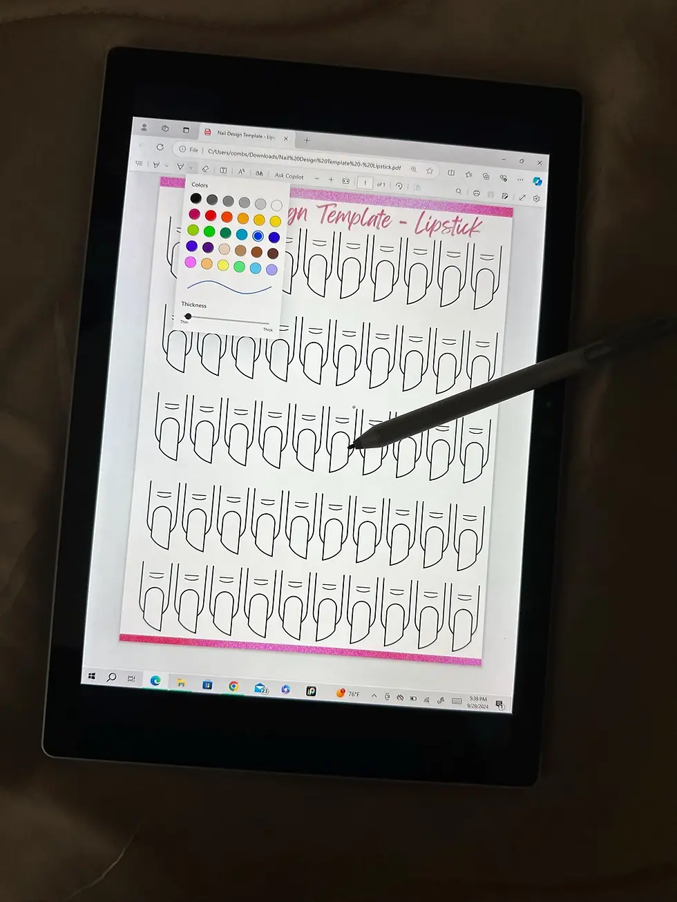 Thumbnail: Lipstick Nail Template: Nail Art Planner (PDF Download)
