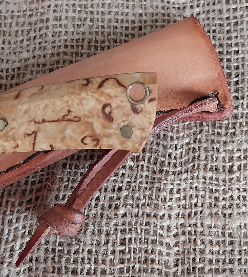 Miniature : Couteau utilitaire acier de dent râteau faneur et bouleau