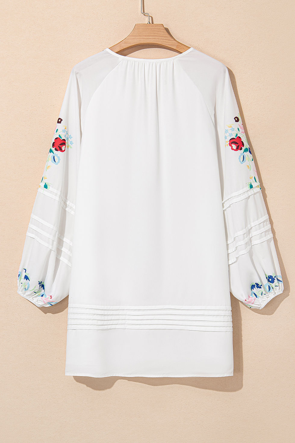 Thumbnail: White Floral Print Boho Tassel Mini Dress