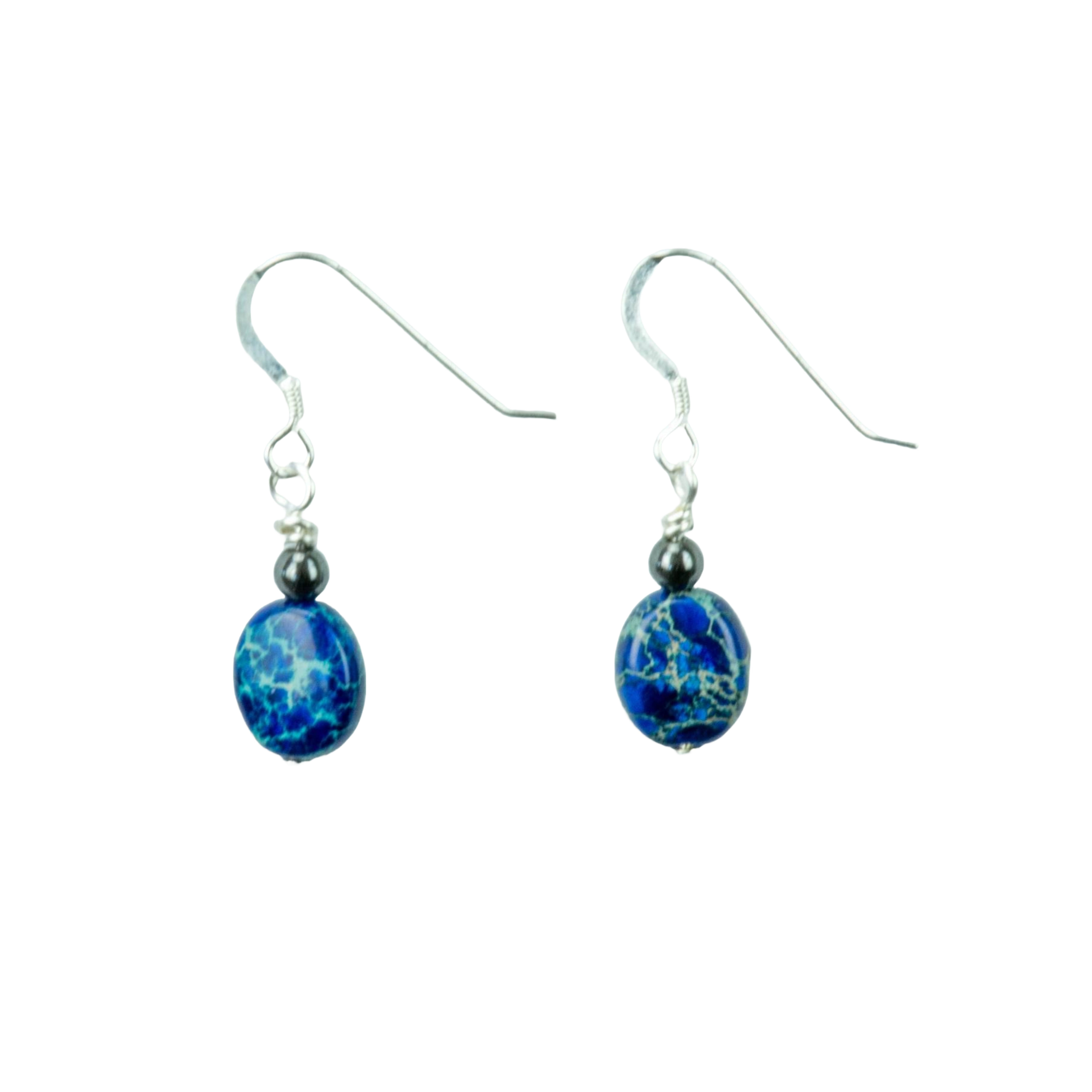 Tiny Earrings - Deep blue Sea Sediment Jasper Earrings