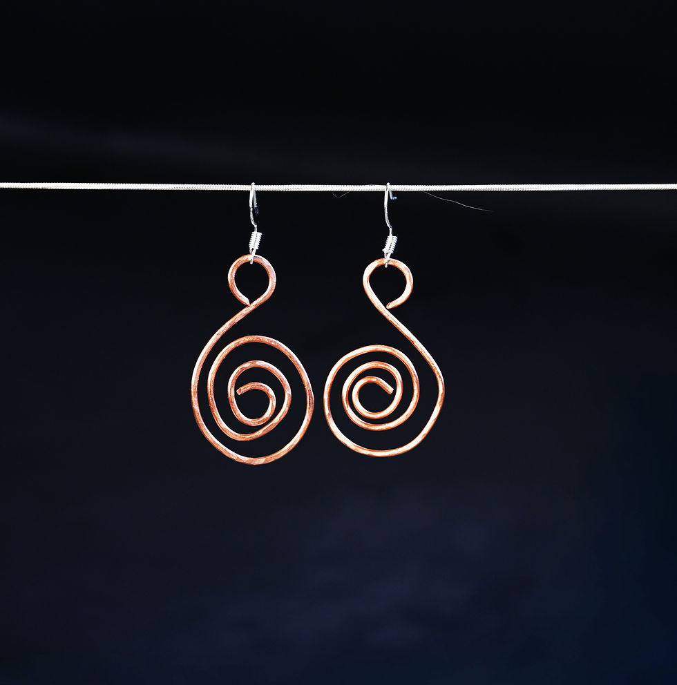 Thumbnail: Mixed Metal Hand-forged copper earrings