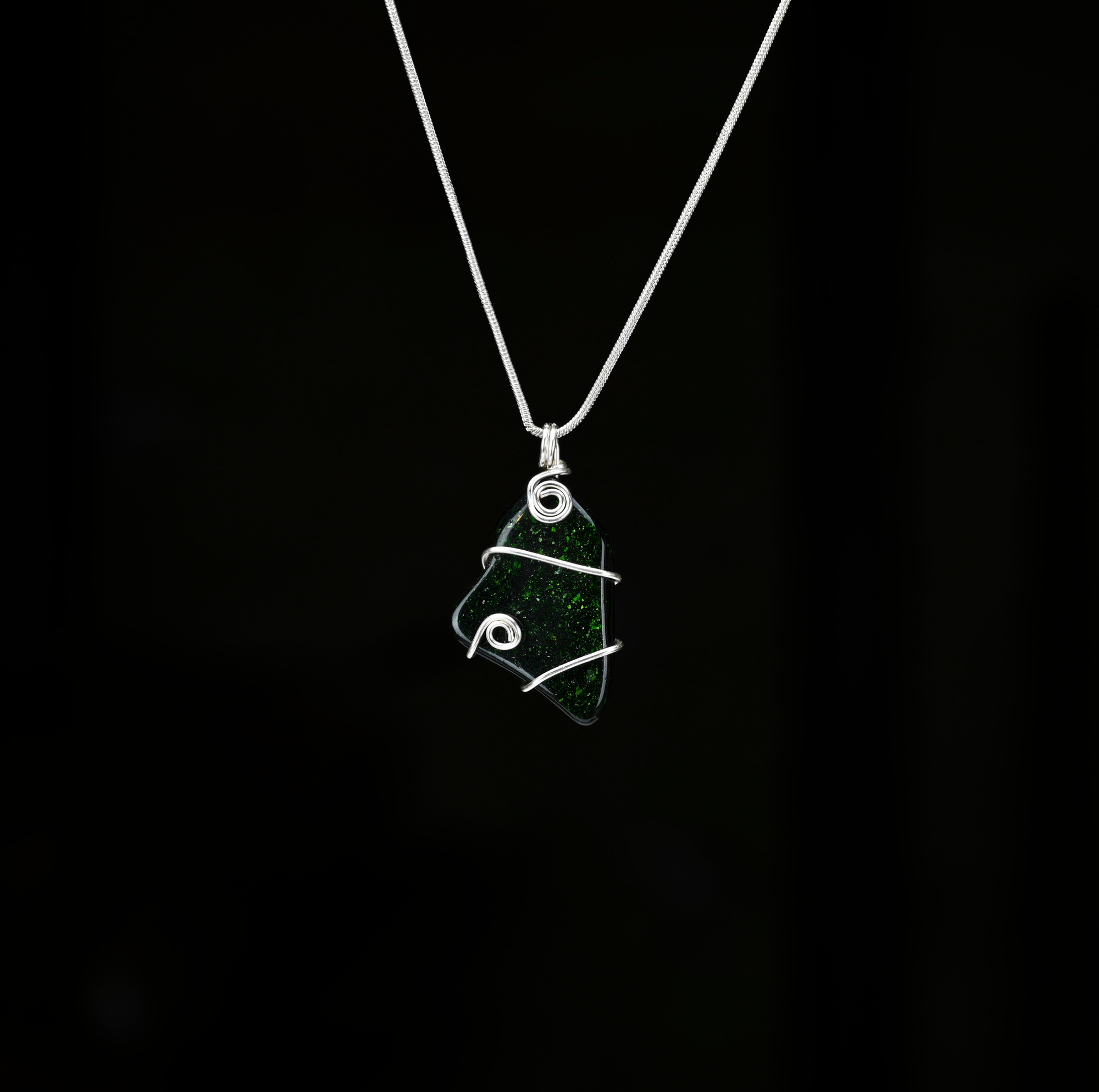 Green Goldstone Pendant - choice of chain or cord