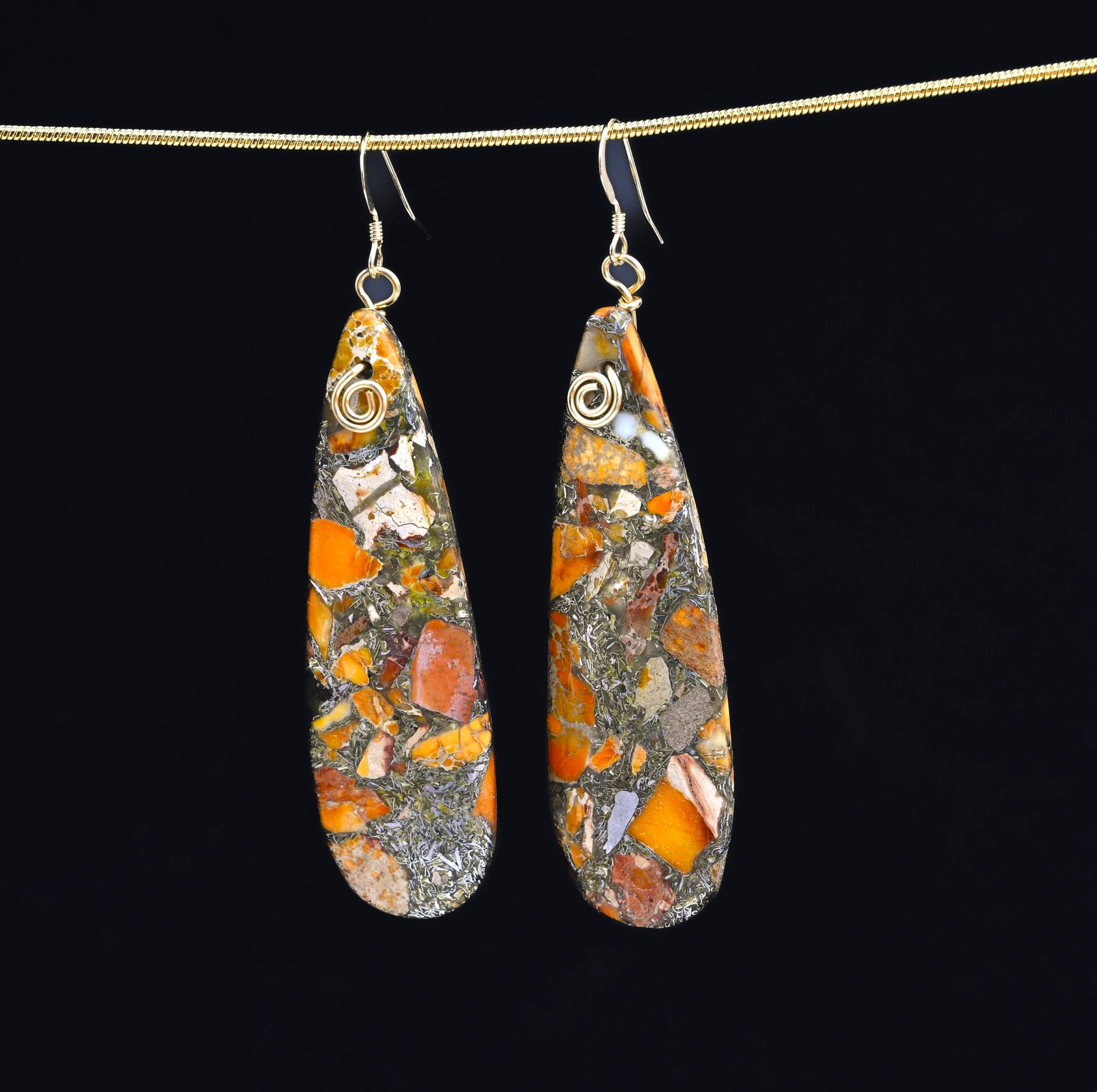 Orange Sea Sediment Jasper Earrings - 14k Gold Filled