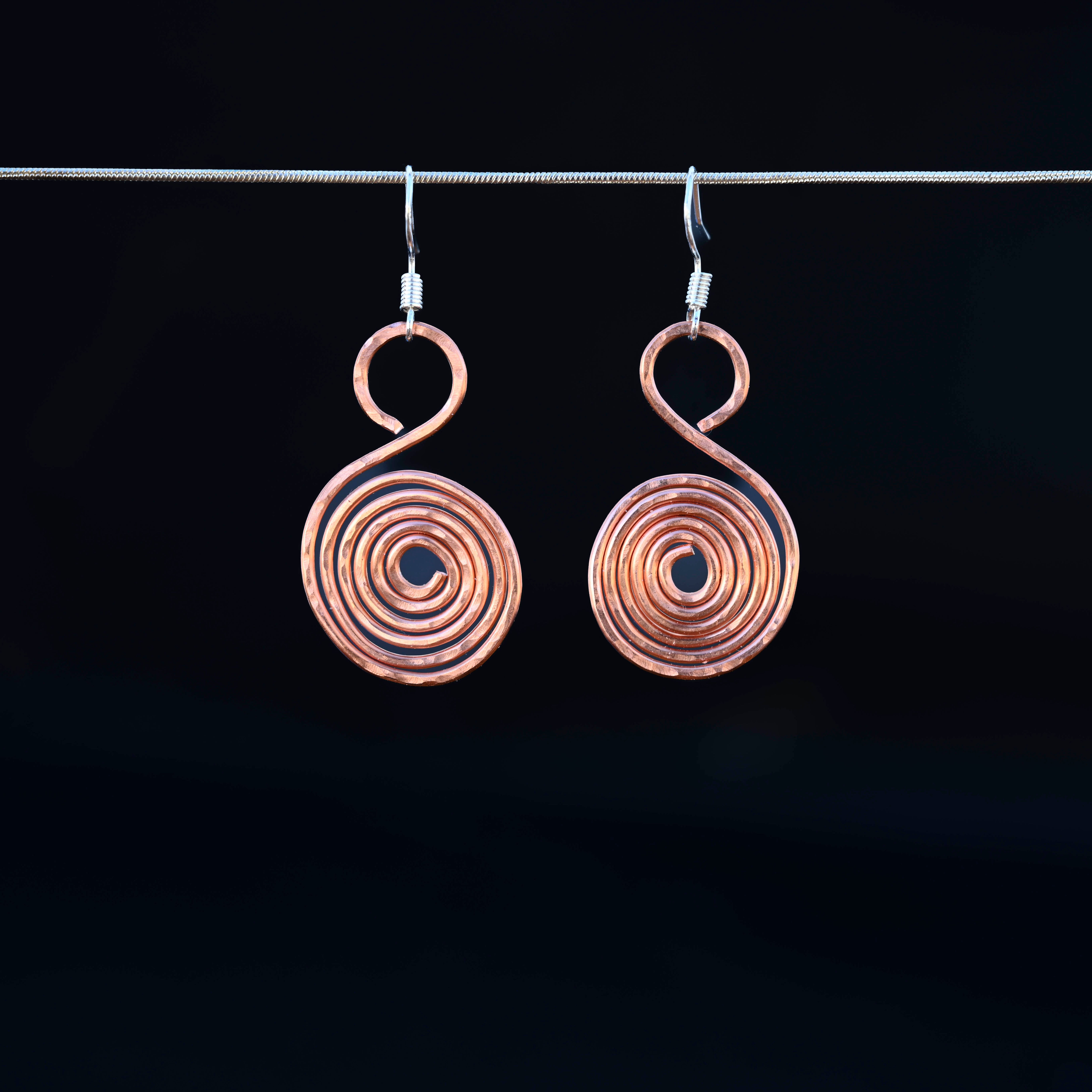 Hammered Copper Infinite Spiral Earrings - Choice of Ear Wires
