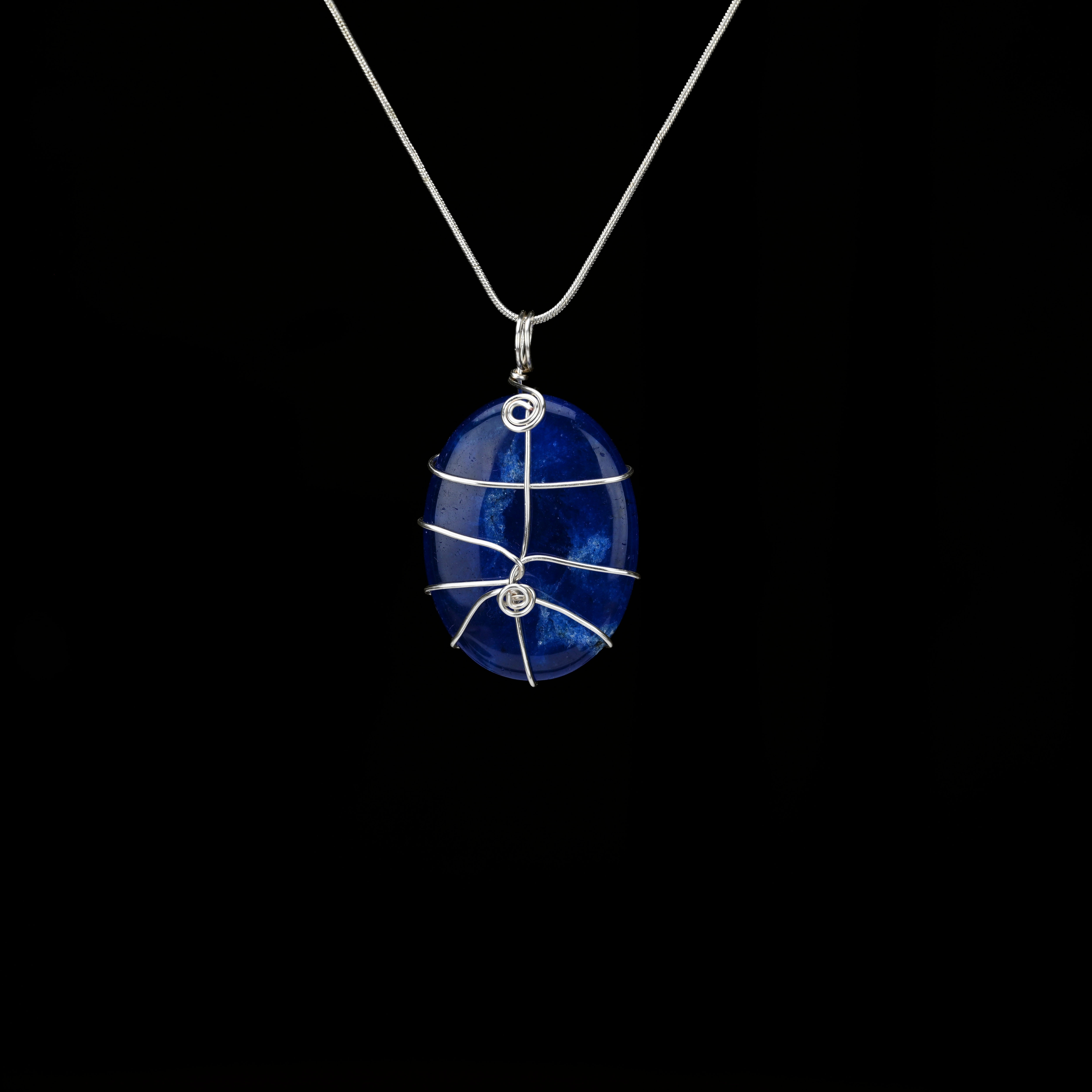 Blue Agate Pendant - choice of chain or cord