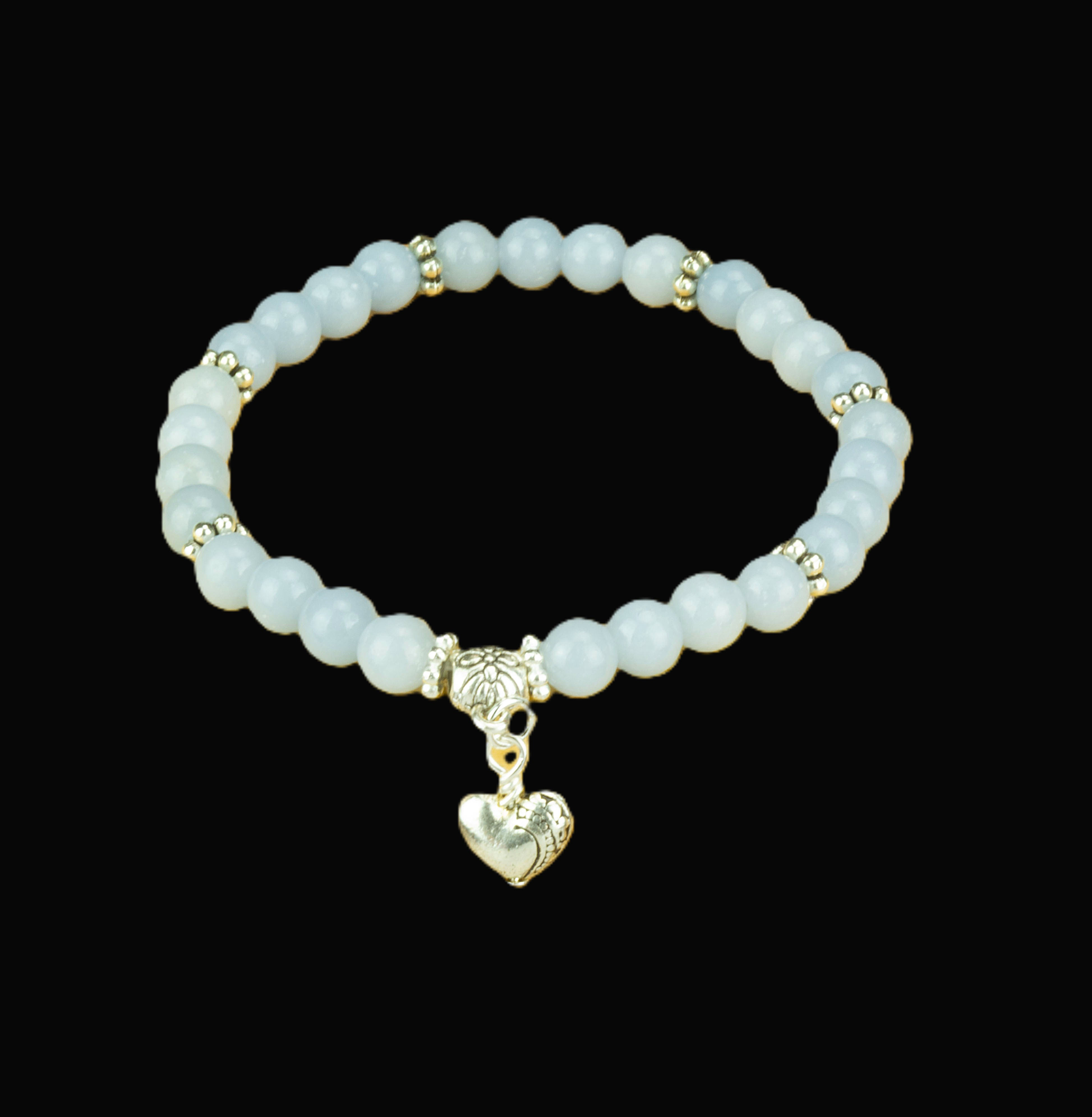 Angelite Bracelet with Silver Heart Charm